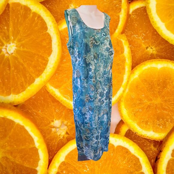 DressBarn 2 Piece Sleeveless‎ Dress with Sheer Top Teal and Brown Suit Size 16W - Picture 12 of 13